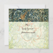 Invitation VERDURE, FOREST ANIMALS Fox, Pheasant, Vert Floral (Dos)