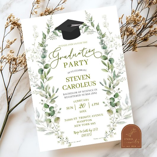 Invitation Verdure Genre Neutre Graduation