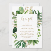 Invitation Verdure Gold Geometry Girl Baby shower tropical (Devant)