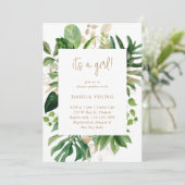 Invitation Verdure Gold Geometry Girl Baby shower tropical (Debout devant)