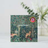 Invitation VERDURE, Hares d'ANIMAUX FORESTIERS, Renard, Flora (Debout devant)