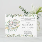 Invitation Verdure Koala Twins Gender Neutral Baby shower  (Debout devant)