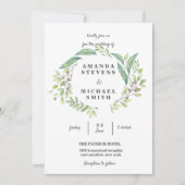 Invitation Verdure Laurel Olive Wreath Aquarelle Mariage (Devant)