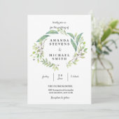 Invitation Verdure Laurel Olive Wreath Aquarelle Mariage (Debout devant)