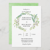 Invitation Verdure Laurel Olive Wreath Aquarelle Mariage (Devant / Derrière)