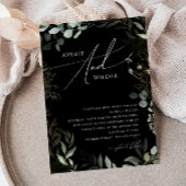 Invitation Verdure lunaire Mariage de couronne noir et or