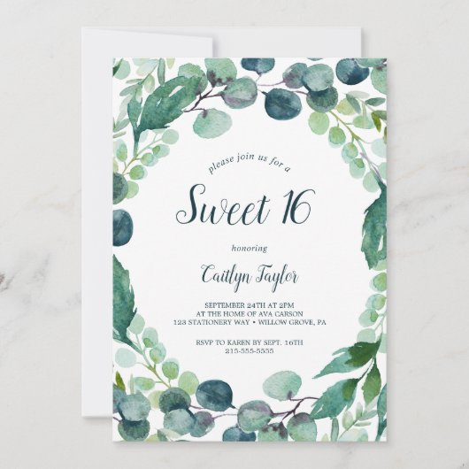 Invitation Verdure luxuriante et Eucalyptus doux 16 (Devant)