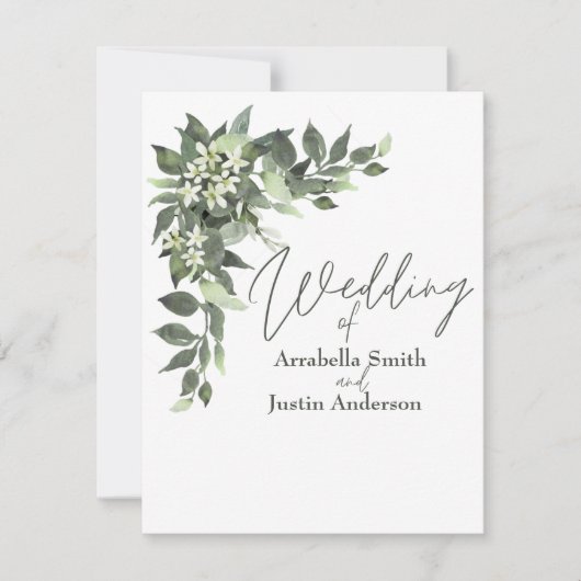 Invitation Verdure mariage Bouquet Eucalyptus Aquarelle (Devant)