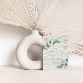 Invitation Verdure mariage Eucalyptus bois botanique blanc