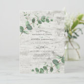 Invitation Verdure mariage Eucalyptus bois botanique blanc (Debout devant)