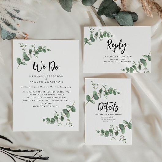 Invitation Verdure mariage Eucalyptus botanique moderne