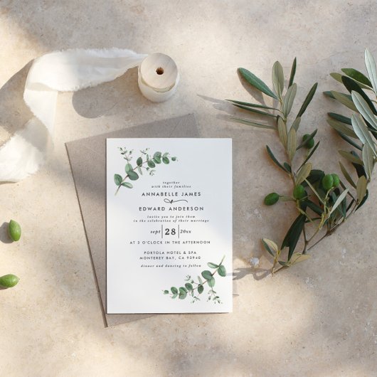 Invitation Verdure mariage Eucalyptus botanique moderne