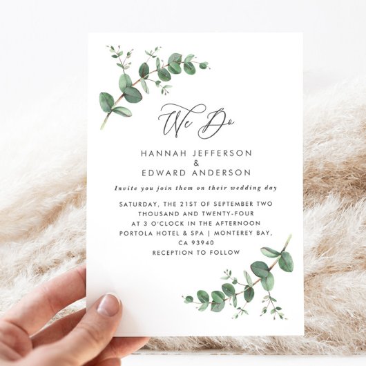 Invitation Verdure mariage Eucalyptus botanique moderne