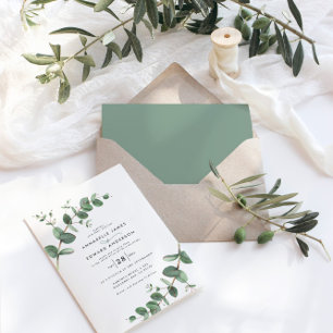 Invitation Verdure mariage Eucalyptus vert sauge botanique