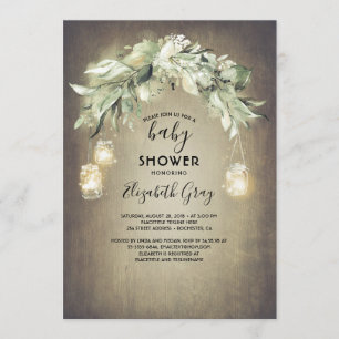 Invitation Verdure Mason Jar illumine le Baby shower rustique