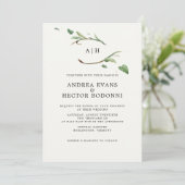 Invitation Verdure minimale Élégante Monogramme Mariage (Debout devant)