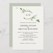 Invitation Verdure minimale Élégante Monogramme Mariage (Devant / Derrière)