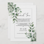 Invitation Verdure minimale Feuille Merci blanc moderne (Devant / Derrière)