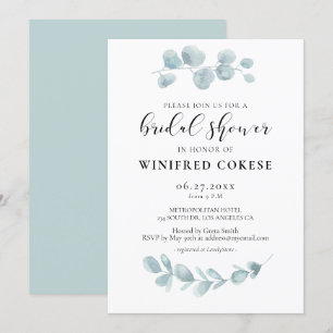 Invitation Verdure minimaliste aquarelle Douche nuptiale
