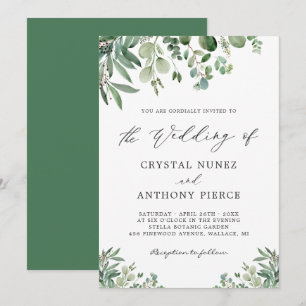 Invitation Verdure minimaliste Eucalyptus Feuille Mariage