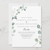 Invitation Verdure minimaliste Eucalyptus Mariage espagnol (Devant)