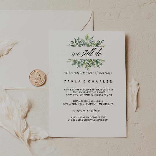 Invitation Verdure moderne Botanique Foliage Vow Renouvelleme