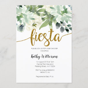 Invitation Verdure moderne de baby shower de cactus de fiesta