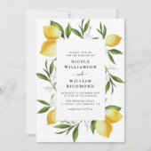 Invitation verdure moderne et aquarelle citrons mariage (Devant)