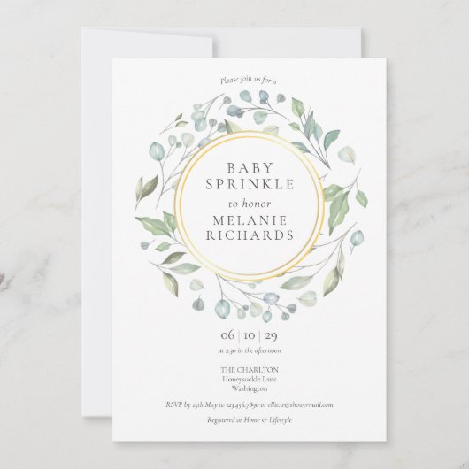 Invitation Verdure moderne Garland Baby Sprinkle (Devant)