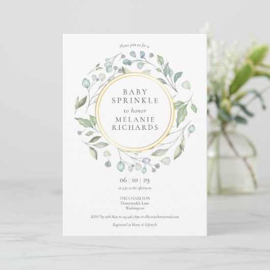 Invitation Verdure moderne Garland Baby Sprinkle (Debout devant)