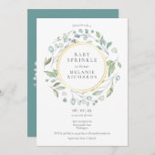 Invitation Verdure moderne Garland Baby Sprinkle (Devant / Derrière)
