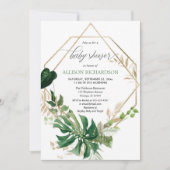 Invitation Verdure moderne géométrique or neutre genre (Devant)