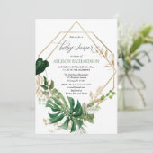Invitation Verdure moderne géométrique or neutre genre (Debout devant)