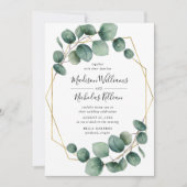 Invitation Verdure moderne | Mariage de cadre géométrique or (Devant)