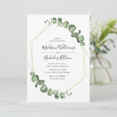 Invitation Verdure moderne | Mariage de cadre géométrique or (Debout devant)