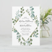 Invitation Verdure moderne | Mariage de cadre géométrique or (Debout devant)