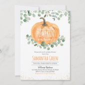 Invitation Verdure neutre Baby shower Citrouille orange (Devant)