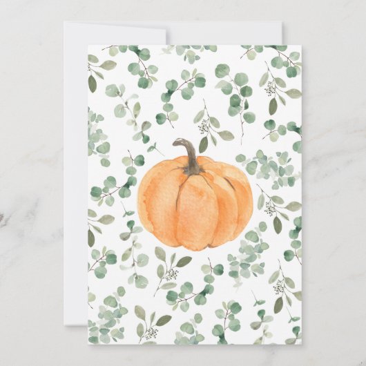 Invitation Verdure neutre Baby shower Citrouille orange (Dos)