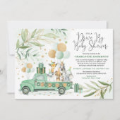 Invitation Verdure Neutre - Gold Safari Drive Par Baby shower (Devant)