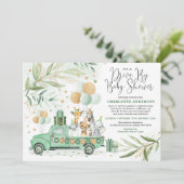 Invitation Verdure Neutre - Gold Safari Drive Par Baby shower (Debout devant)