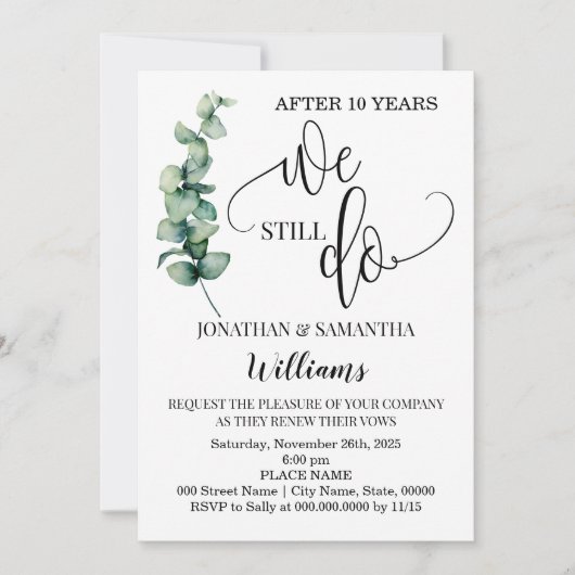 Invitation Verdure Nous faisons toujours l'anniversaire de ma (Devant)