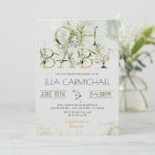 Invitation verdure Oh Baby shower (Debout devant)