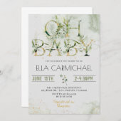 Invitation verdure Oh Baby shower (Devant / Derrière)