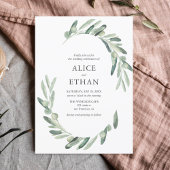 Invitation Verdure Olive Elégant Mariage botanique