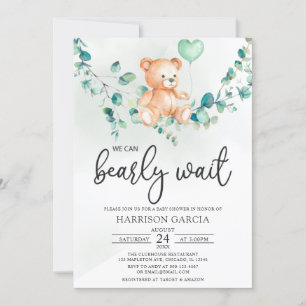 Invitation Verdure On Peut Attendre Le Baby shower Ours En Fo