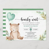 Invitation Verdure On Peut Attendre Le Baby shower Ours En Fo (Devant / Derrière)