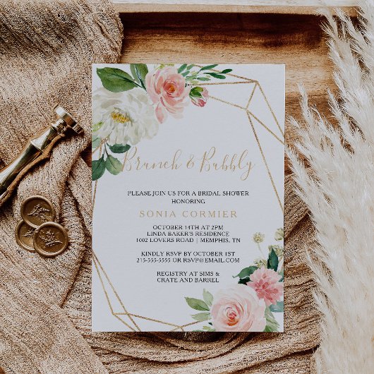 Invitation Verdure & Or Brunch Géométrique & Bubbly