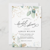 Invitation Verdure Or Eucalyptus Fête des mariées rustique (Devant)