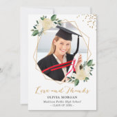 Invitation Verdure or Floral Graduation Merci photo (Devant)