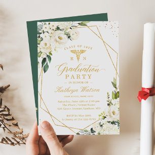 Invitation Verdure or Floral Médicale Logo Graduation